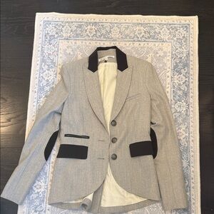 Veronica Beard vintage Gray Riding Blazer with Black Trim